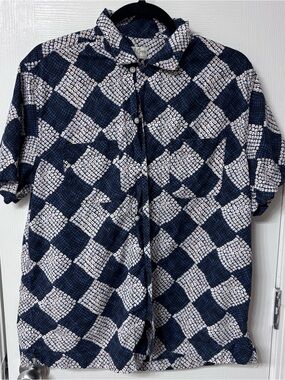 J. Crew Short Sleeve Slub Cotton Camp Collar Shirt #BE957